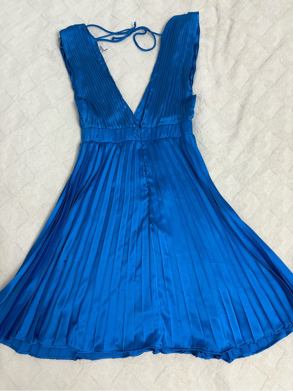 Sincerely Jules Pleated Satin Dress in Bright Blue - Picture 2 of 2